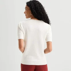 Liz Claiborne Womens Crew Neck Short Sleeve Pullover Sweater