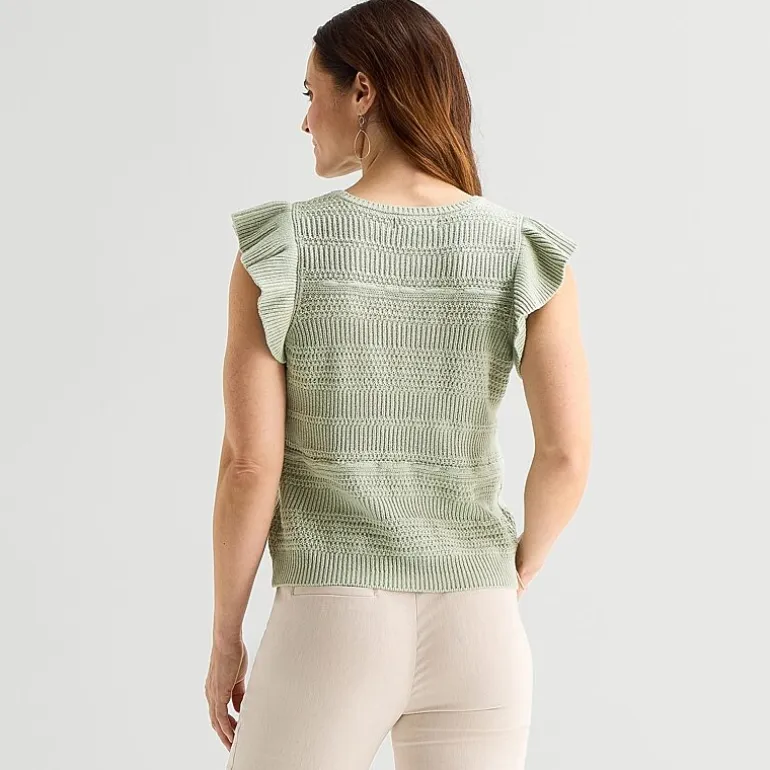 Liz Claiborne Womens Crew Neck Short Sleeve Pullover Sweater