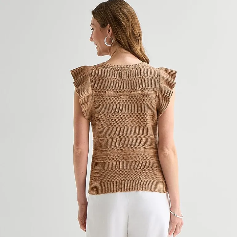 Liz Claiborne Womens Crew Neck Short Sleeve Pullover Sweater