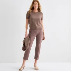 Liz Claiborne Womens Crew Neck Short Sleeve Pullover Sweater