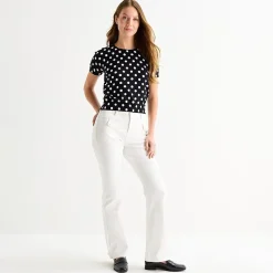 Liz Claiborne Womens Crew Neck Short Sleeve Pullover Sweater
