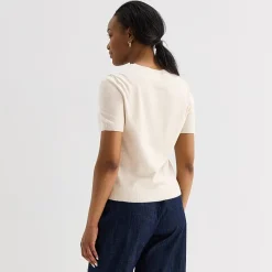 Liz Claiborne Womens Crew Neck Short Sleeve Pullover Sweater