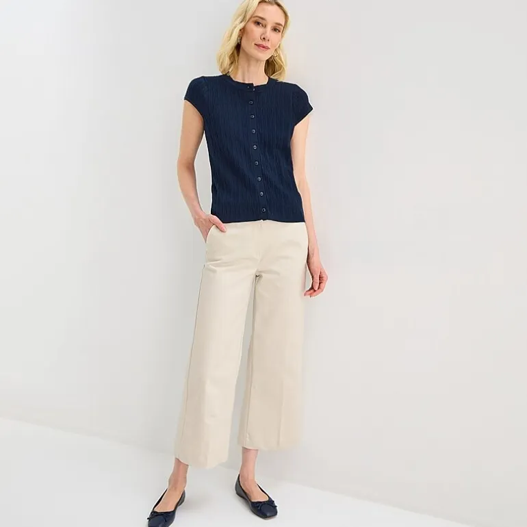 Liz Claiborne Womens Crew Neck Short Sleeve Button Cardigan