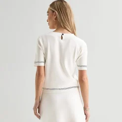 Liz Claiborne Womens Crew Neck Short Sleeve Pullover Sweater