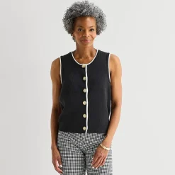 Liz Claiborne Womens Crew Neck Button Sweater Vest