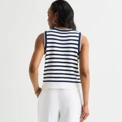 Liz Claiborne Womens Crew Neck Button Sweater Vest