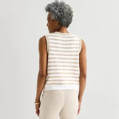 Liz Claiborne Womens Crew Neck Button Sweater Vest