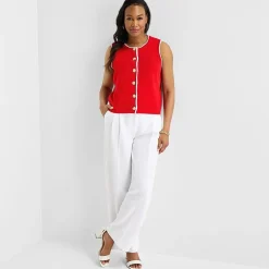 Liz Claiborne Womens Crew Neck Button Sweater Vest