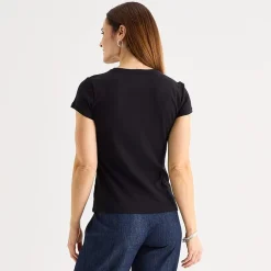 Liz Claiborne Womens Crew Neck Short Sleeve T-Shirt