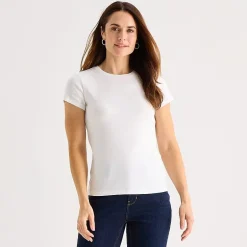Liz Claiborne Womens Crew Neck Short Sleeve T-Shirt