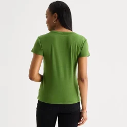 Liz Claiborne Womens Crew Neck Short Sleeve T-Shirt
