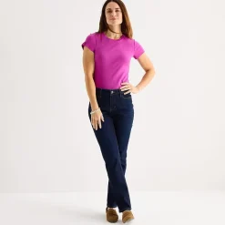 Liz Claiborne Womens Crew Neck Short Sleeve T-Shirt