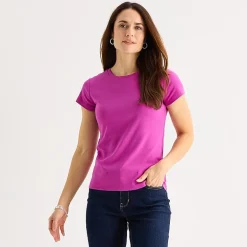 Liz Claiborne Womens Crew Neck Short Sleeve T-Shirt