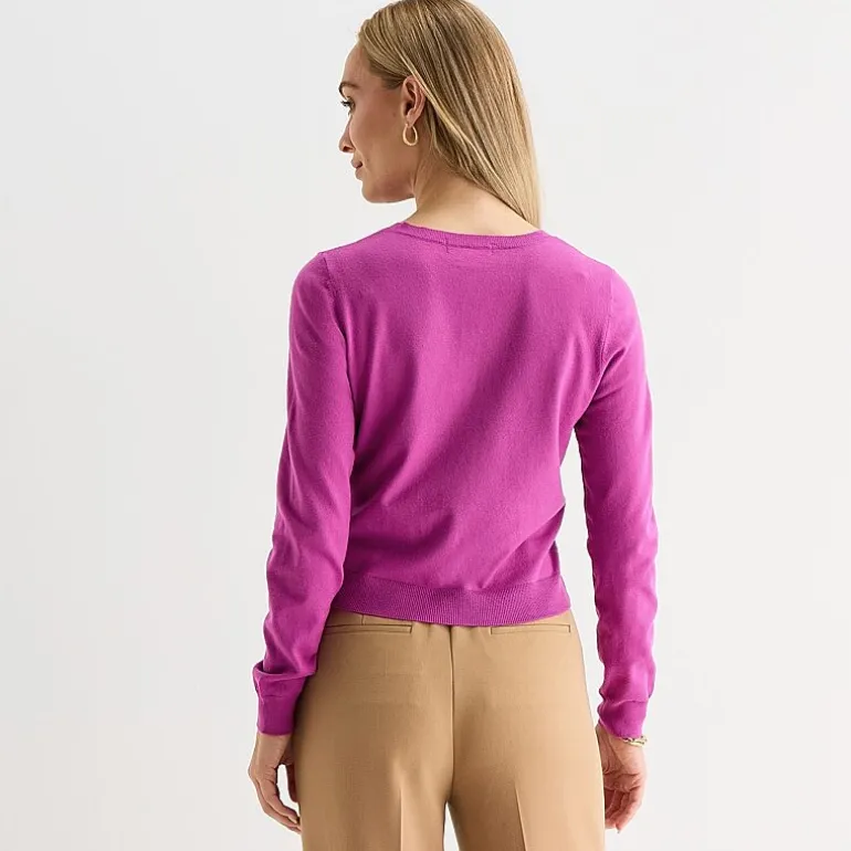 Liz Claiborne Womens Crew Neck Long Sleeve Button Cardigan