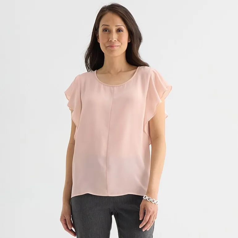 Liz Claiborne Womens Crew Neck Short Sleeve Blouse