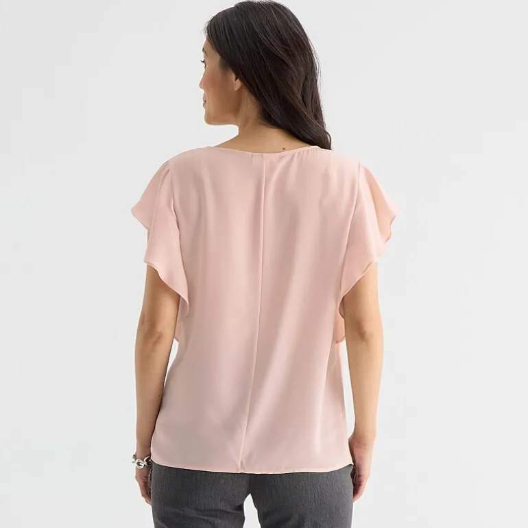Liz Claiborne Womens Crew Neck Short Sleeve Blouse
