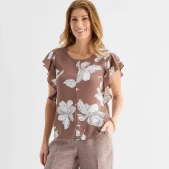 Liz Claiborne Womens Crew Neck Short Sleeve Blouse