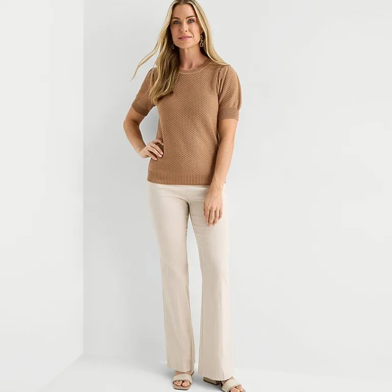 Liz Claiborne Womens Crew Neck Short Sleeve Pullover Sweater