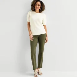 Liz Claiborne Womens Crew Neck Short Sleeve Pullover Sweater