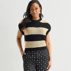Liz Claiborne Womens Crew Neck Short Sleeve Pullover Sweater