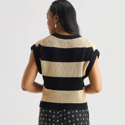 Liz Claiborne Womens Crew Neck Short Sleeve Pullover Sweater