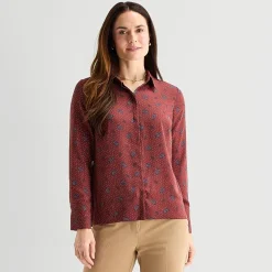 Liz Claiborne Womens Fitted Long Sleeve Regular Fit Button-Down Shirt