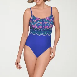 Liz Claiborne Womens Floral Moderate Coverage One Piece Swimsuit