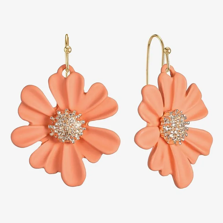 Liz Claiborne Womens Flower Drop Earrings