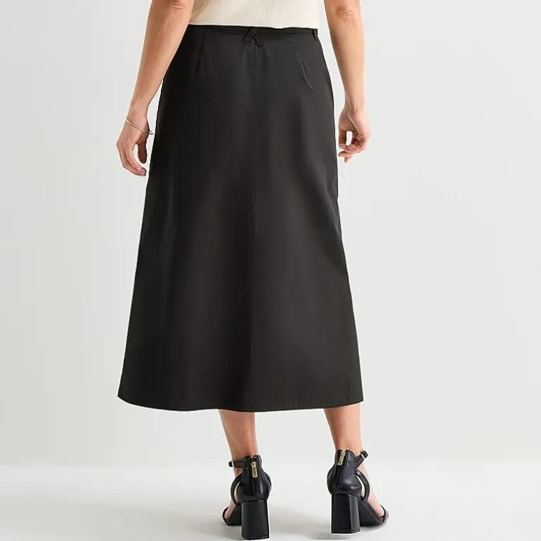 Liz Claiborne Womens High Rise Midi A-Line Skirt