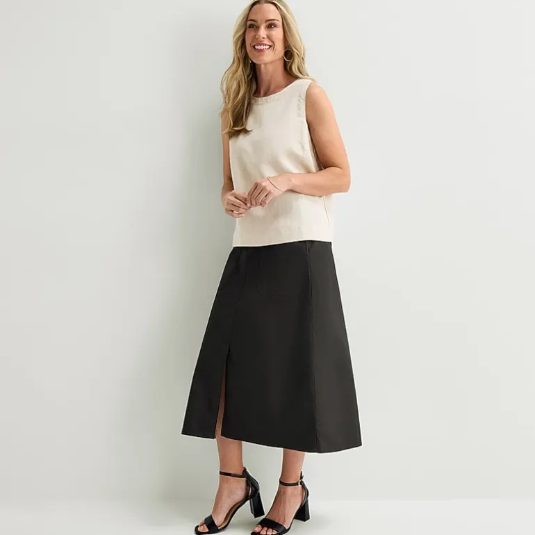 Liz Claiborne Womens High Rise Midi A-Line Skirt