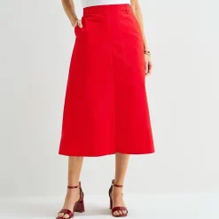 Liz Claiborne Womens High Rise Midi A-Line Skirt