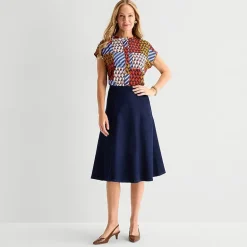 Liz Claiborne Womens High Rise Midi A-Line Skirt
