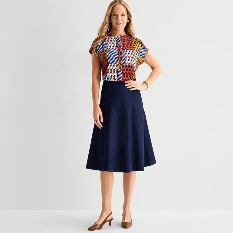 Liz Claiborne Womens High Rise Midi A-Line Skirt