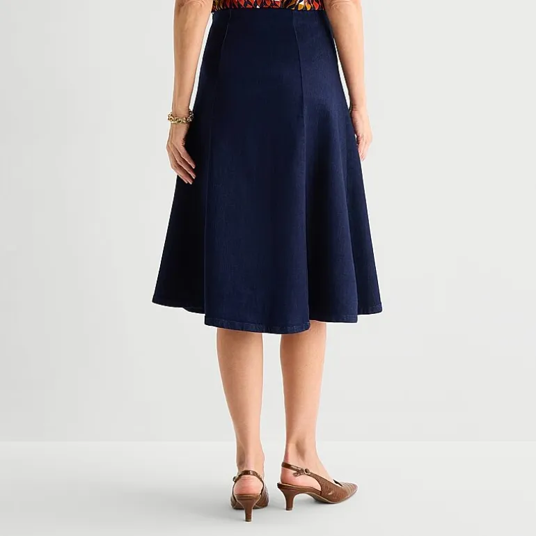 Liz Claiborne Womens High Rise Midi A-Line Skirt