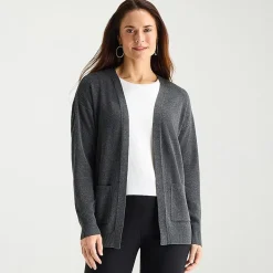 Liz Claiborne Womens Long Sleeve Open Front Cardigan