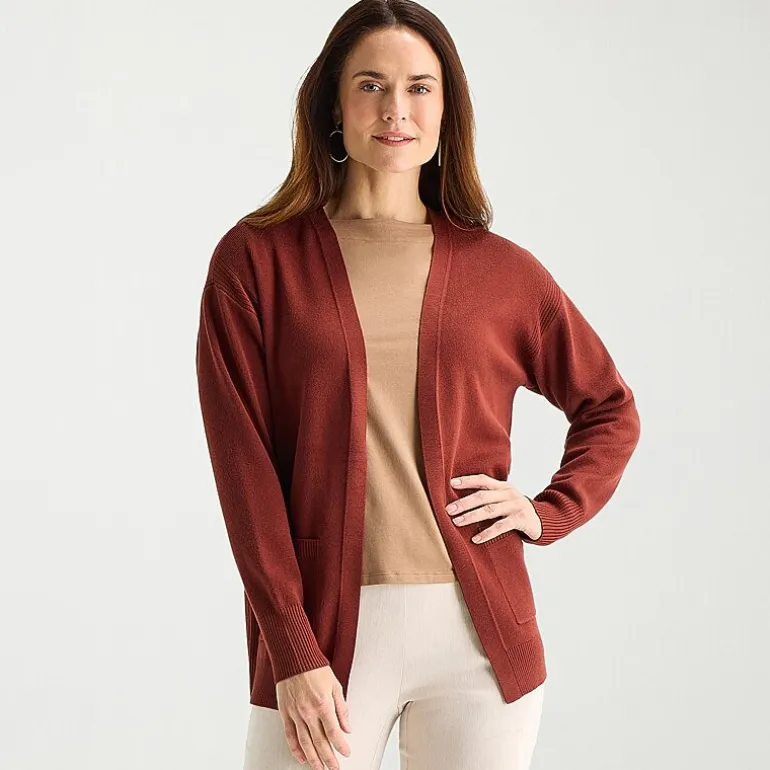 Liz Claiborne Womens Long Sleeve Open Front Cardigan