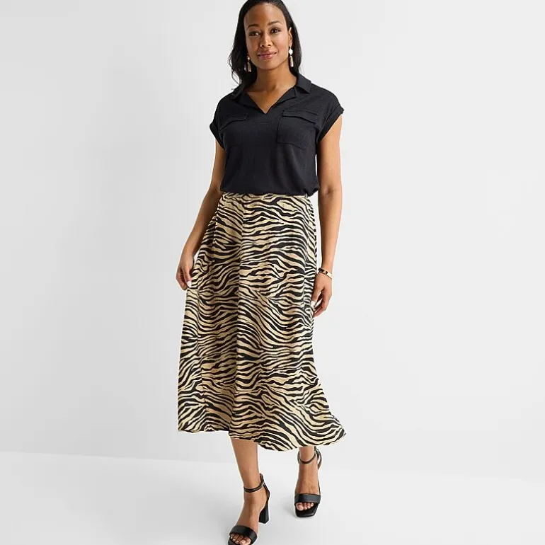 Liz Claiborne Womens Midi A-Line Skirt