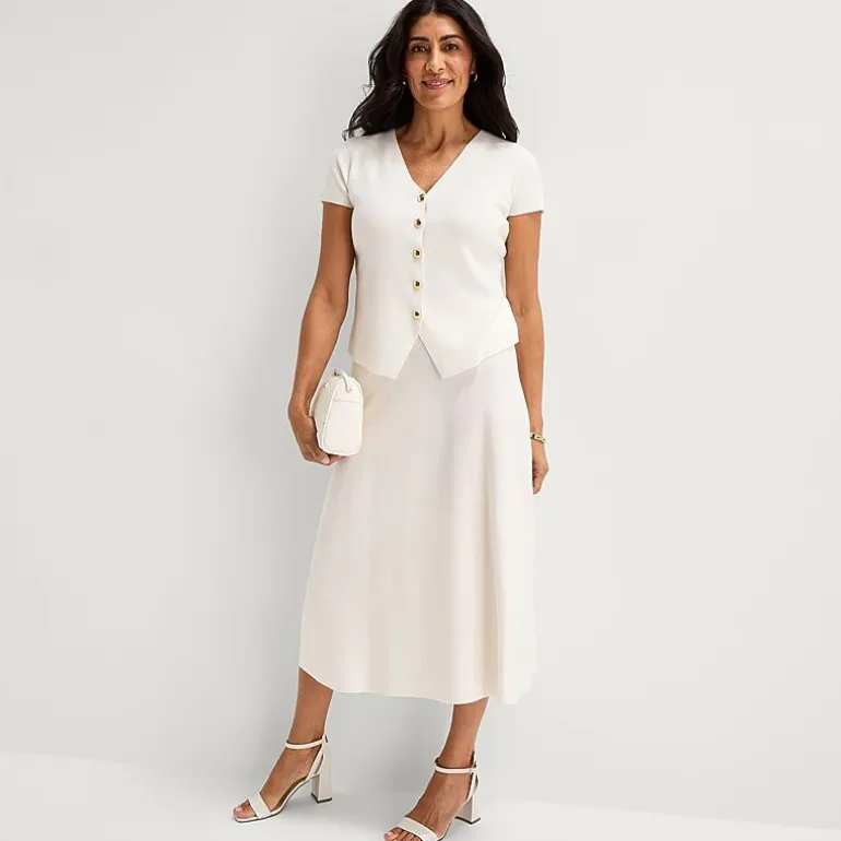 Liz Claiborne Womens Midi Sweater Flared Skirt