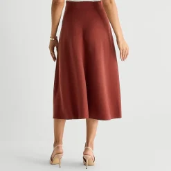 Liz Claiborne Womens Midi Sweater Flared Skirt