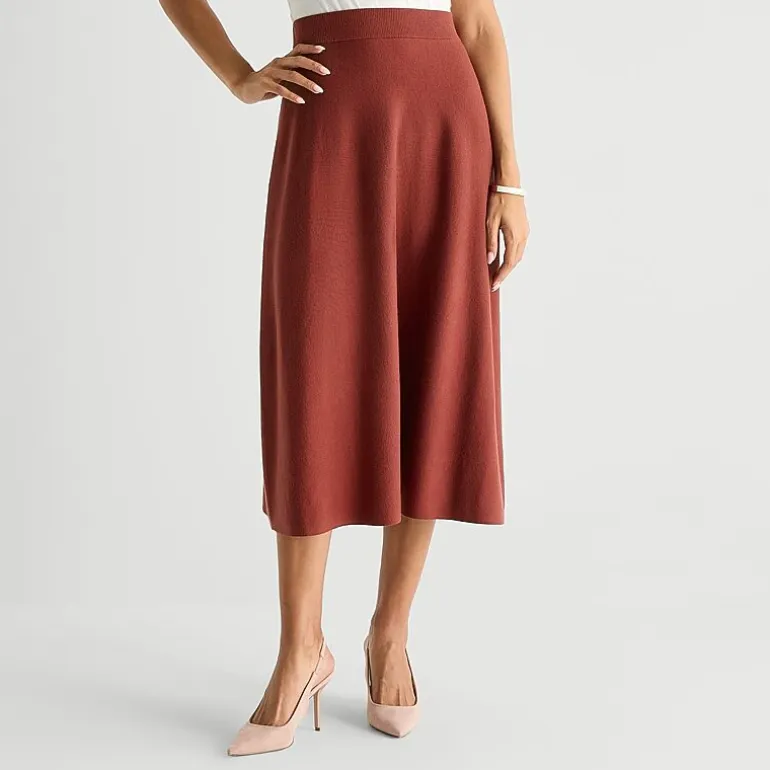 Liz Claiborne Womens Midi Sweater Flared Skirt