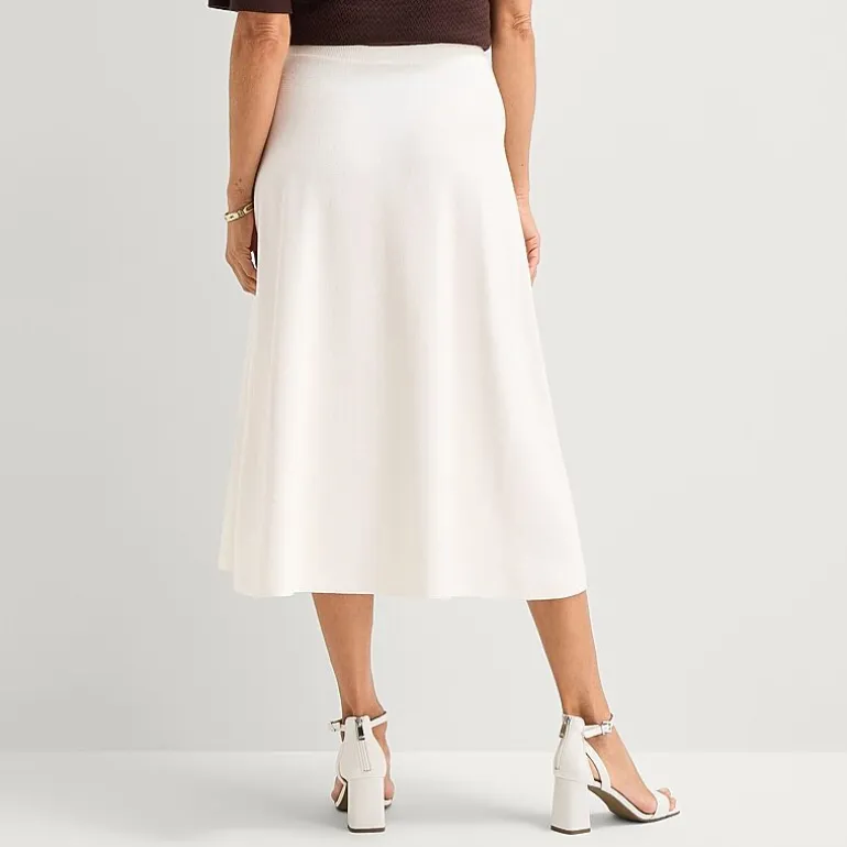 Liz Claiborne Womens Midi Sweater Flared Skirt