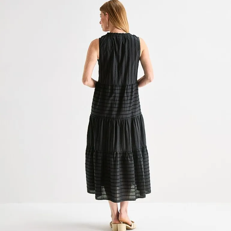 Liz Claiborne Womens Midi V Neck Sleeveless Peasant Dress