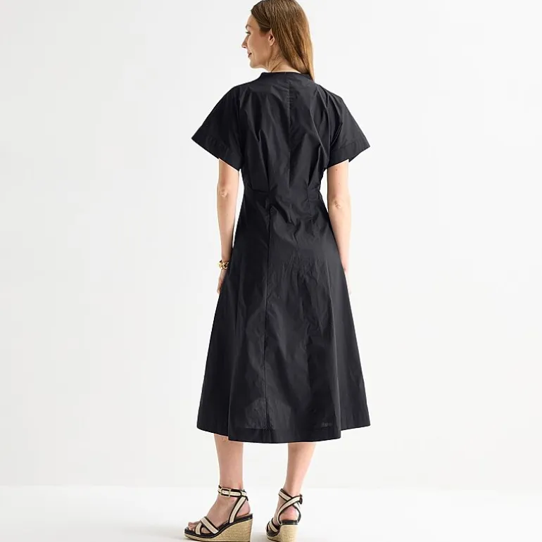 Liz Claiborne Womens Midi V Neck Short Sleeve A-Line Dress