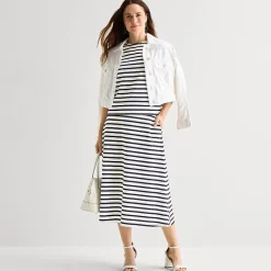 Liz Claiborne Womens Mid Rise Midi A-Line Skirt