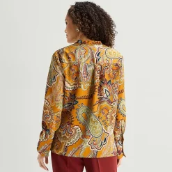 Liz Claiborne Womens Mock Neck Fitted Long Sleeve Regular Fit Button-Down Shirt