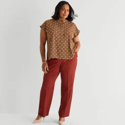Liz Claiborne Womens Plus Crew Neck Short Sleeve Blouse