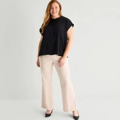 Liz Claiborne Womens Plus Crew Neck Short Sleeve Blouse