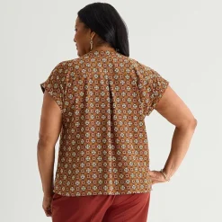 Liz Claiborne Womens Plus Crew Neck Short Sleeve Blouse