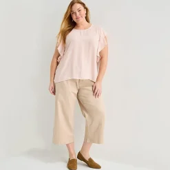 Liz Claiborne Womens Plus Crew Neck Short Sleeve Blouse