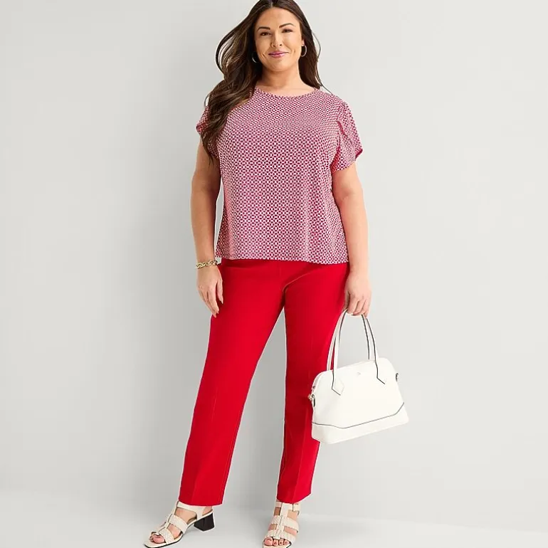 Liz Claiborne Womens Plus Crew Neck Short Sleeve Blouse